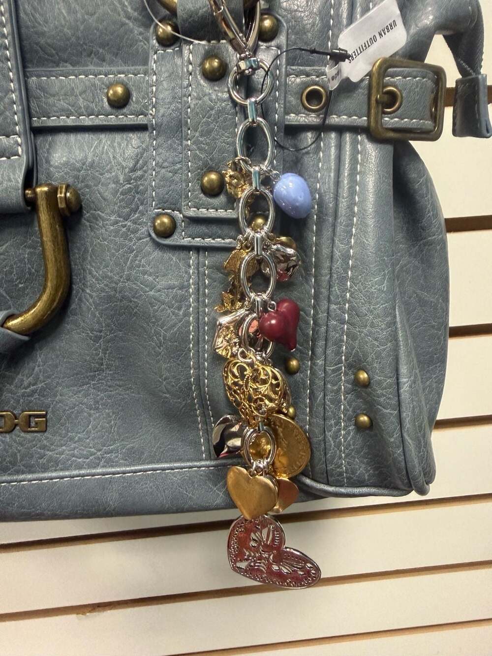 BDG Karlie Lock Shoulder Bag in Blue with Charm NWT - Picture 3 of 8